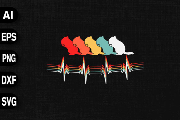 Retro Vintage Heartbeat Chinchilla Graphics & T-Shirt Designs